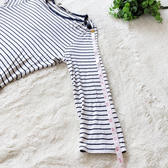 🌷3/15🌷 Max Studio Striped 3/4 Sleeve Tee Size S - Picture 5 of 5